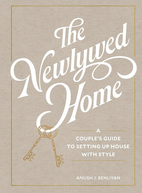 Book cover of 'The Newlywed Home' with a key illustration on a beige background