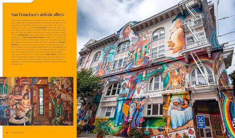 Colorful mural on a building in San Francisco with text overlay.