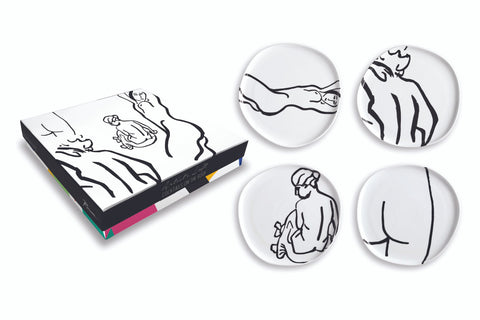 Cocktails on the Roof Plates Nude Set of 4