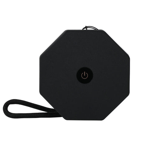Black portable lamp with power symbol on a white background
