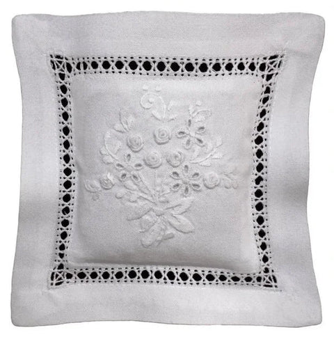 Embroidered Sachet Floral White Bouton