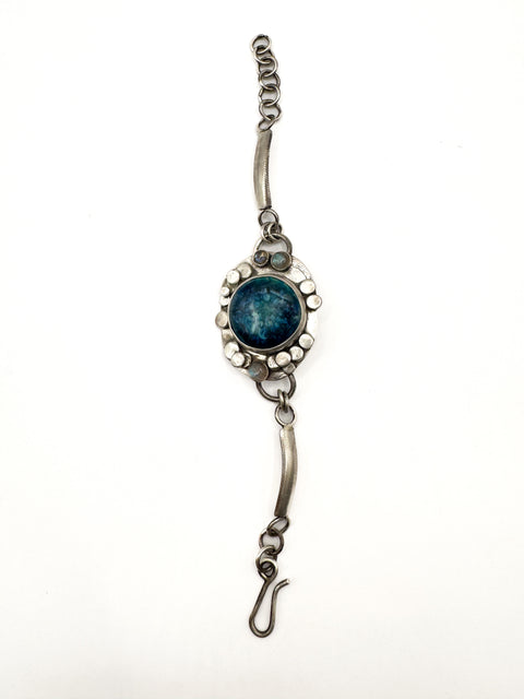 Bar Link Mixed Blues with Labradorite Bracelet