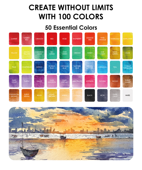 Watercolor Set of 100 with Brushes
