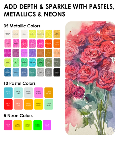 Watercolor Set of 100 with Brushes