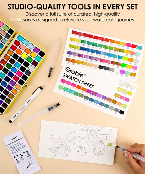 Watercolor Set of 100 with Brushes