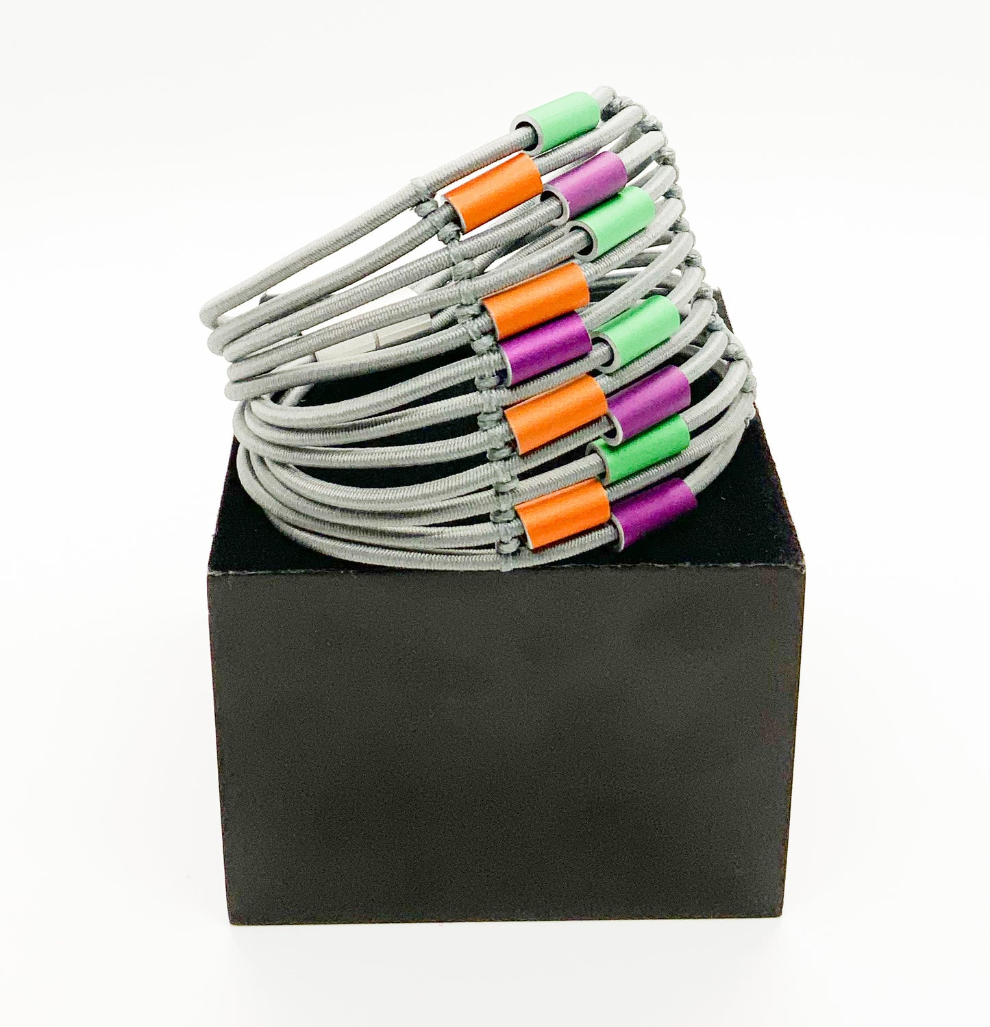 Multirow Bracelet with Aluminum Cylinder & Magnetic Closure