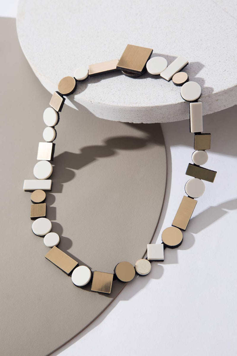 Round Bauhaus Necklace Ivory