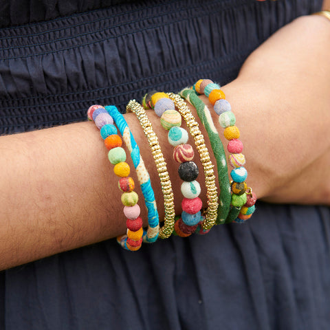 Towering Kantha Wrap Bracelet