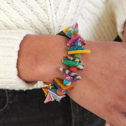 Kantha Paired Triangle Bracelet