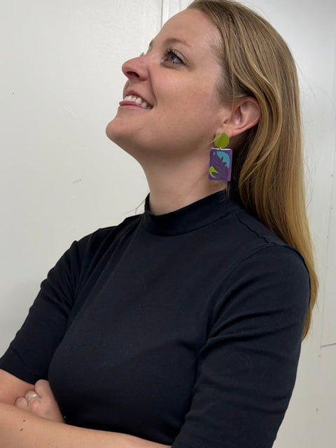Botanical Pop Screen - Printed Brass Earrings
