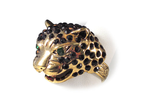 Leopard Ring with Emerald Eyes