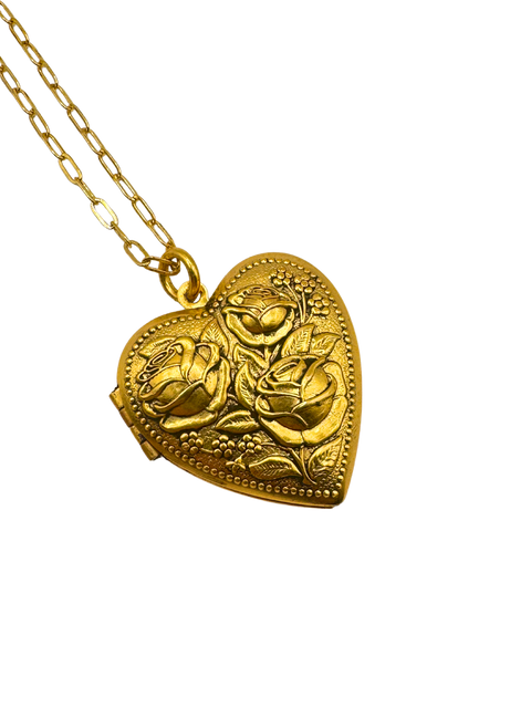Rose Pattern Heart Locket