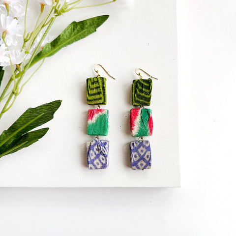 Kantha Block Earrings