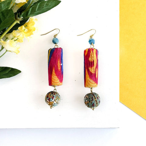 Cylindrical Kantha Earrings