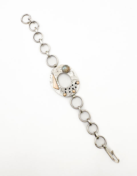 Hollow Form Bracelet with Labradorite