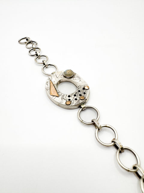 Hollow Form Bracelet with Labradorite