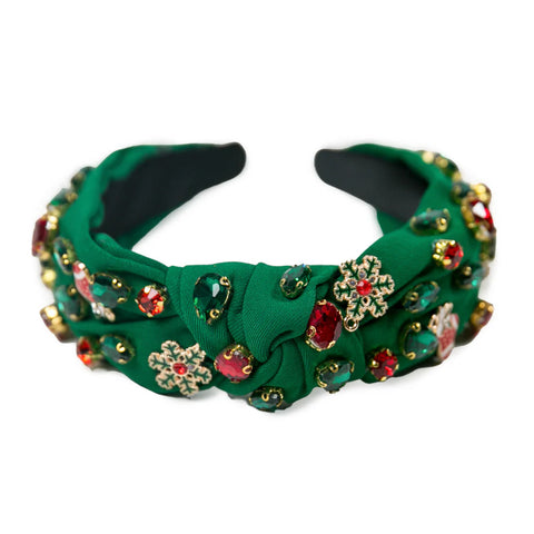 Mary Headband Green with Holiday Jewels