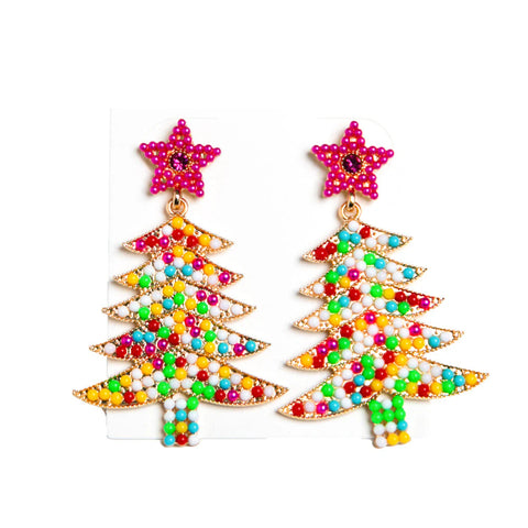 Multi Colored Christmas Tree Earring