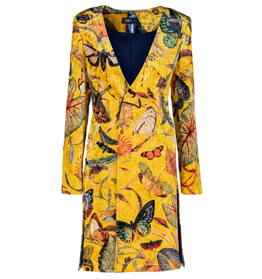 Yellow Butterfly Velvet Kimono