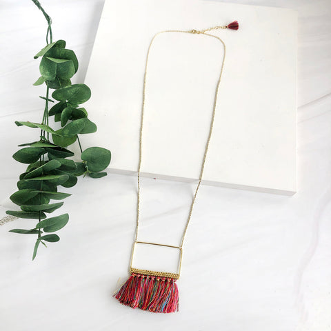 Raja Rectangular Tassel Necklace