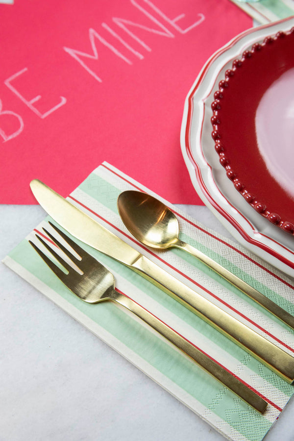 Seafoam and Red Awning Stripe Guest Napkins