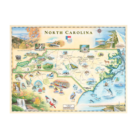 North Carolina Hand Drawn Map 18x24