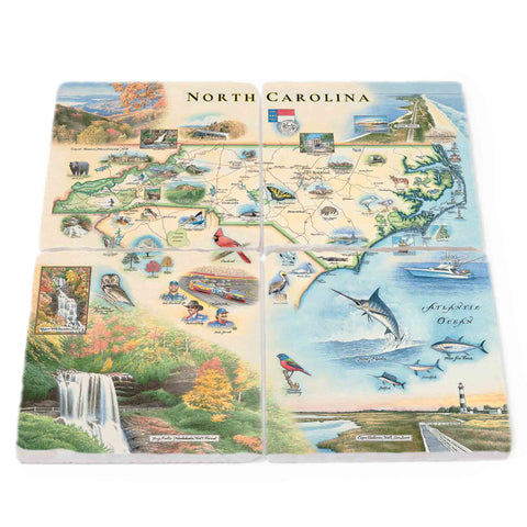 North Carolina Natural Stone Coaster Set
