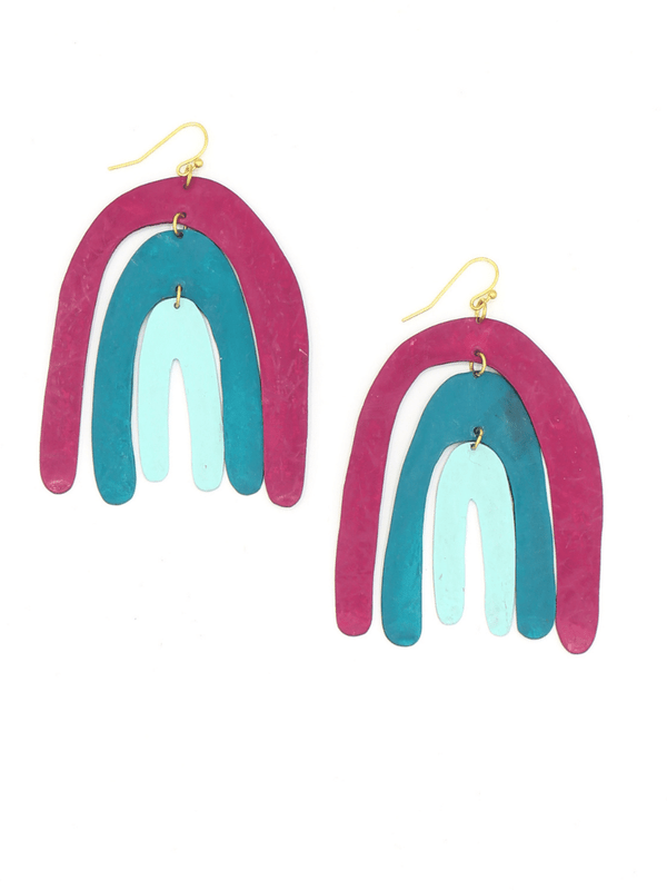 Bold Painted Rainbow Statement Earrings