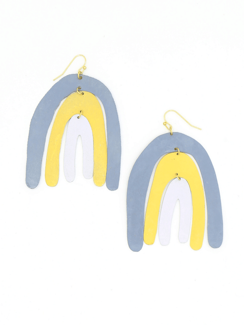 Grey Painted Rainbow Statement Earrings