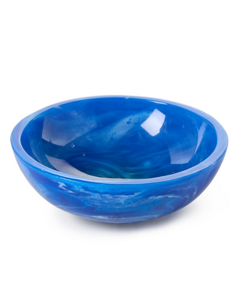 Blue ceramic bowl on a white background