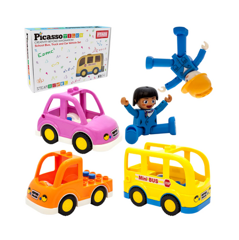 People Character Figure Set 3 Cars