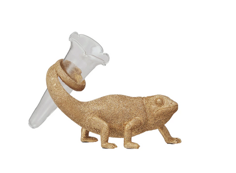 Chameleon with Glass Vase