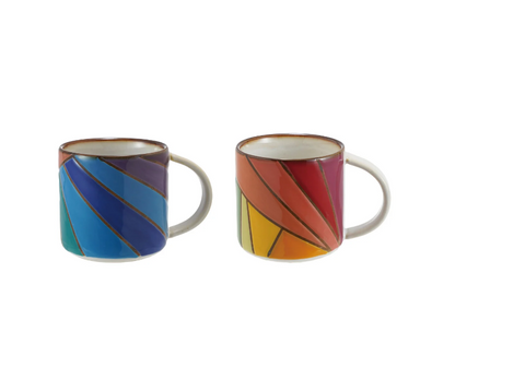 Stoneware Mug with Wax Relief Rainbow