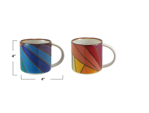 Stoneware Mug with Wax Relief Rainbow