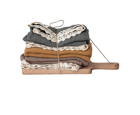 Cotton Waffle Weave Tea Towels with Board