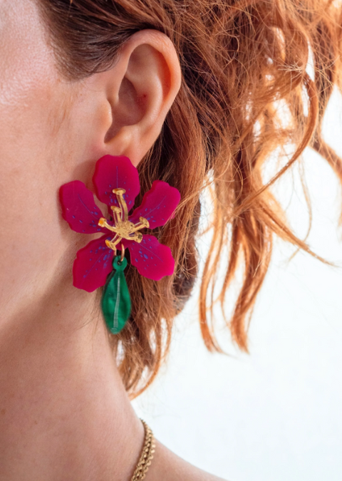 Azalea Deep Magenta Earring - Mint Museum Store