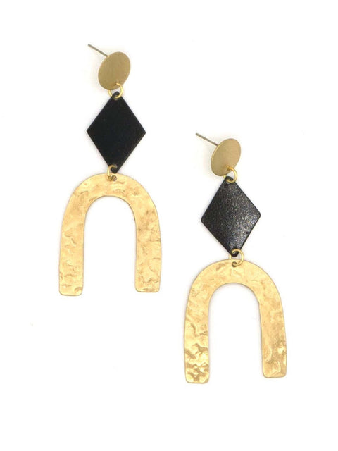 Slate and Gold Arch Earrings