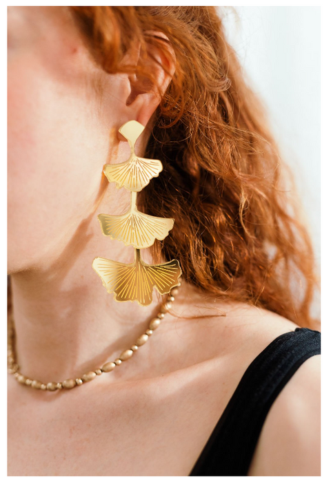 Triple Ginkgo Earrings