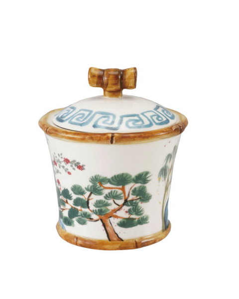 Hand-Painted Stoneware with Bamboo Style Edges