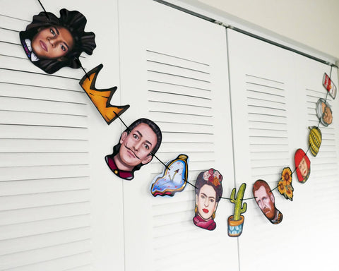 Garland/banner Iconic Artists, bunting, art party decoration