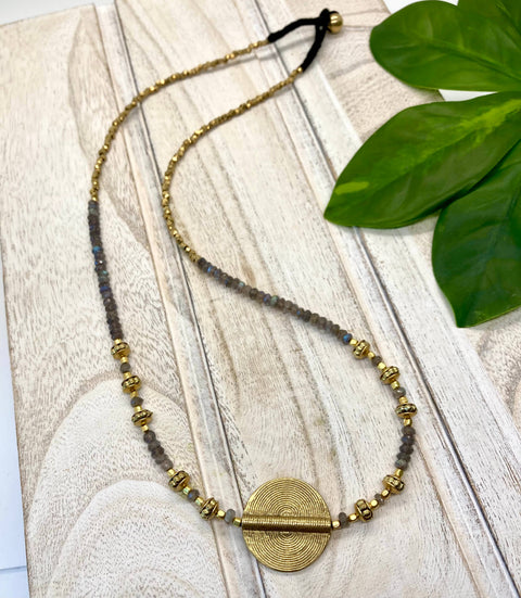 Beaded Labradorite Pendant Necklace