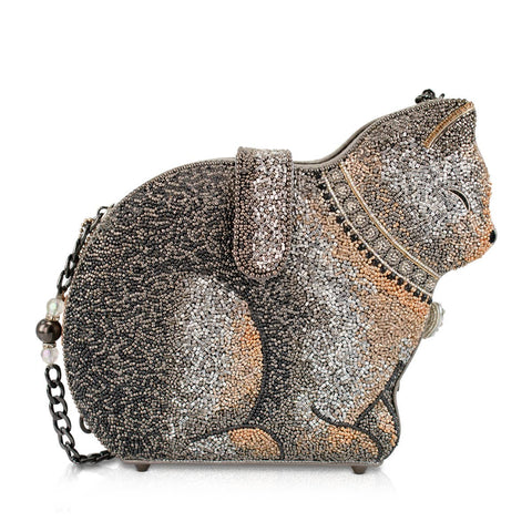 Couture Cat Beaded Feline Crossbody Bag