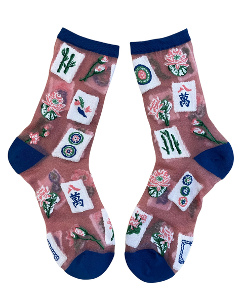 Mahjong Shimmer Sheer Crew Sock