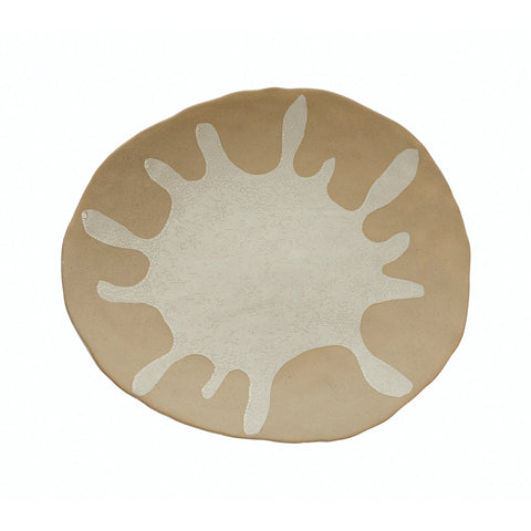 Decorative Stoneware Platter with Organic Design