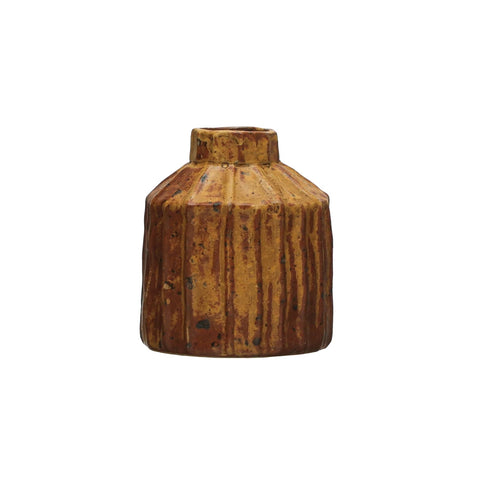 Stoneware Pleated Vase Short