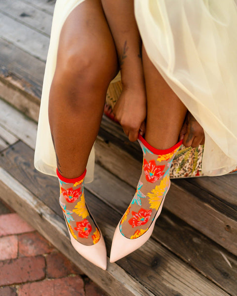 Flower Power Sheer Crew Sock