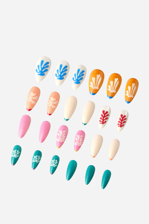 HENRI MATISSE SNOW FLOWERS -  ALMOND PRESS-ON NAILS