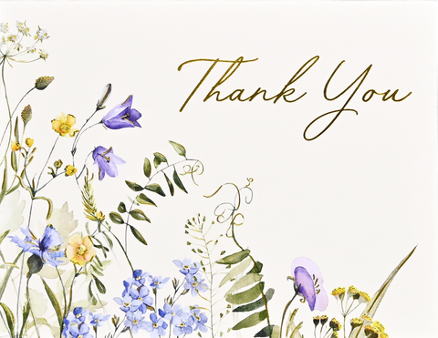 Floral design with 'Thank You' text on a white background