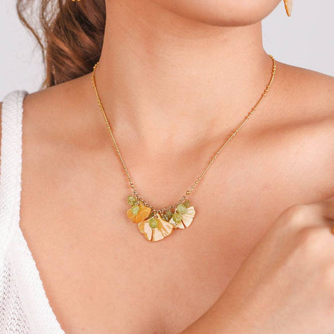 Nature Bijoux Gingko Multi Cluster Necklace