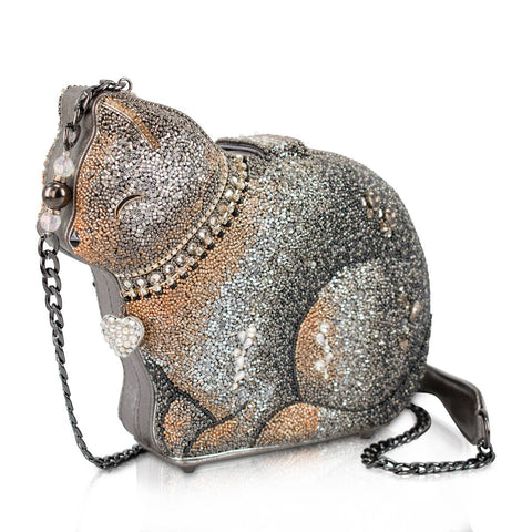 Couture Cat Beaded Feline Crossbody Bag